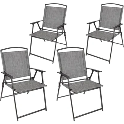 Abbildung von BRUBAKER 4er Set Gartenstuhl Bergamo Campingstuhl wetterfest und platzsparend Balkonstuhl klappbar Klappstuhl für Camping Garten Terrasse Balkon Grau Meliert