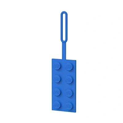 Abbildung von IQ Lego Iconic Blue Brick (52001) Silikon Gepäckanhänger für Koffer, Rucksack ikonisch, ungiftig und geruchlos, mit beschreibbarer Oberfläche auf der Rückseite zur Identifizierung des Ausweises.