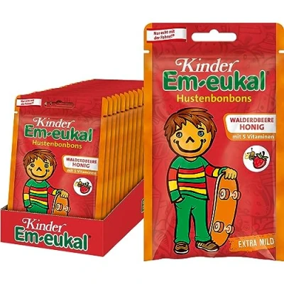 Abbildung von Kinder Em eukal Hustenbonbons Walderdbeere Honig, mit 5 Vitaminen, Zuckerhaltig, 15 x 75g