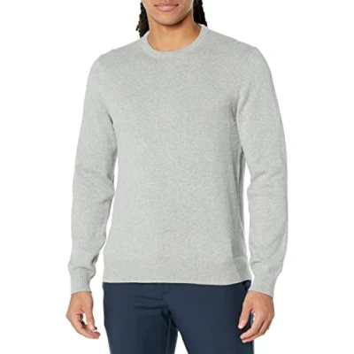 Abbildung von Amazon Essentials Herren Pullover mit Rundhalsausschnitt (in Übergrößen erhältlich), Hellgrau Meliert, S
