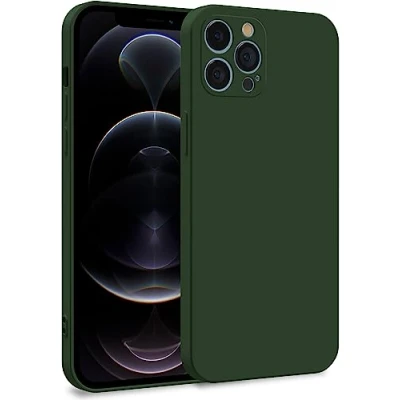 Abbildung von MyGadget Hülle kompatibel mit iPhone 12 Pro Max Zweilagige Handyhülle Kameraschutz Cover Innenfutter &amp; Silikon außen Olive Grün
