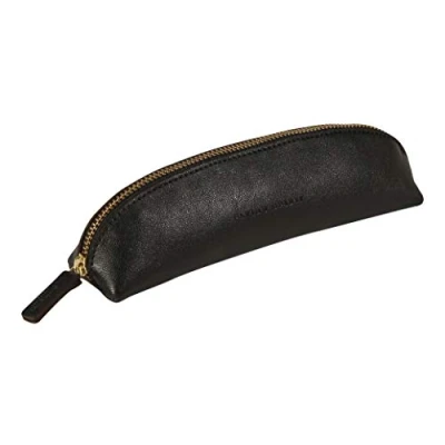 Abbildung von Clairefontaine 102512C Schlampermäppchen (Flying Spirit aus Leder, trapezförmig, 18 x 4,5 5,5cm) 1 Stück schwarz