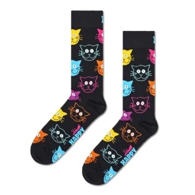 Abbildung von Happy Socks lustige Katze Socken mit Animal Print farbenfrohe Baumwollsocken für Männer und Frauen