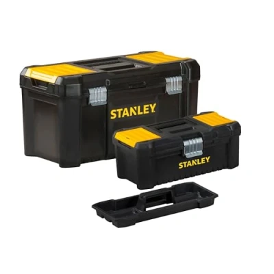 Abbildung von STANLEY Werkzeugbox Bonuspack Werkzeugkoffer leer Werkzeugkasten Werkzeugkiste (19&quot; und 12,5&quot;, Werkzeugboxen mit Metallschließen, Organizer entnehmbarer Trage, sehr robust) STST1 75772