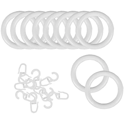 Abbildung von Bestlivings Ringe mit Faltenleghaken (40er Set), Gardinenringe für Universalband/Kräuselband Ø40mm in der Farbe: Weiß