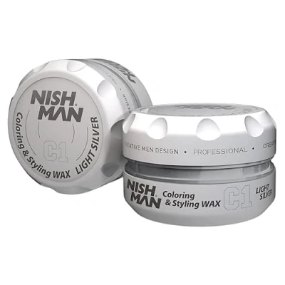Abbildung von Nishman Haarfärewachs 100ML Sofortige Temporäre Farbe, Stil und Fixierung für Alle Haartypen Langanhaltender Halt Glänzendes Finish Farbe Styling in Einem (100ML, C1 Light Silver)