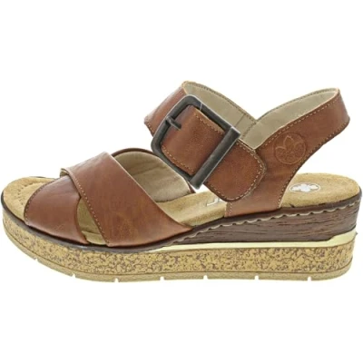 Abbildung von Rieker Plateausandalette, Damen, Größe: 36, Cognac Schuhe