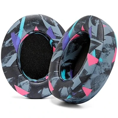 Abbildung von WC Wicked Cushions Ersatz Ohrpolster für Beats Studio 2 &amp; 3 (B0501, B0500) Wired Wireless Passt Nicht Solo Weicheres Leder, verbesserter Schaum und stärkerer Klebstoff 90&#039;s Black