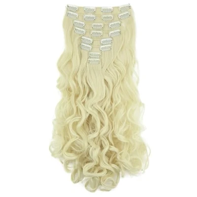 Abbildung von CAISHA XXL 35cm 8 Teile Set CLIP IN EXTENSIONS Haarverlängerung Haarteil Voluminös Gewellt Hellblond CES203 1