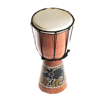 Abbildung von 20cm Djembe Elefant Bemalt Paint Trommel Bongo Drum Handtrommel Buschtrommel Percussion Kinder Fair Trade