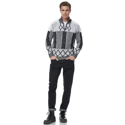 Abbildung von Strick Pullover Stehkragen mit Zipper im Individuellem Design