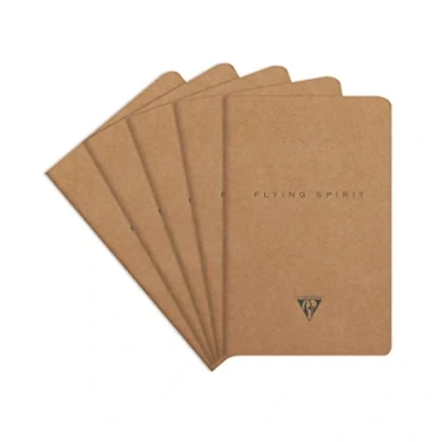 Abbildung von Clairefontaine 103506C Packung mit 5 Hefte Flying Spirit, liniert 11x17 cm 48 Blatt, Braun Motiven sortiert, 1 Pack