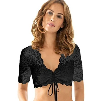 Abbildung von Nina von C. Spitzen Dirndlbluse Linnea mit Halbarm Schwarz Gr. 42