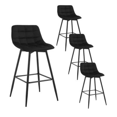Abbildung von WOLTU 4er Set Barhocker Barstuhl Hocker Tresenhocker Bistrohocker Design Stuhl Samt Metall Schwarz BH143sz 4