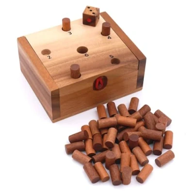 Abbildung von ROMBOL Denkspiele Spiel Endlich die 6 ein lustiges Würfelspiel aus Holz, einfache Regeln, Brettspiel, Holzspiel