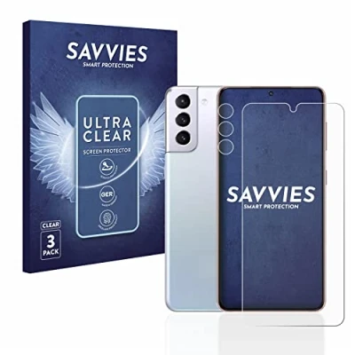 Abbildung von Savvies 6 Stück Schutzfolie für Samsung Galaxy S21 5G (Display+Kamera) Displayschutz Folie Ultra Transparent