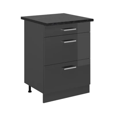 Abbildung von Vicco Küchenunterschrank R Line, Anthrazit Hochglanz, 60 cm mit Schubladen, AP