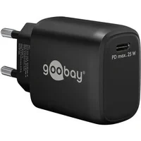 Abbildung von goobay 65367 USB C PD Schnellladegerät Nano (25 W) / Adapter für Ladekabel/Quick Charge Ladegerät/Für iPhone Ladekabel, Samsung Ladekabel und andere Handy/Netzteil/schwarz