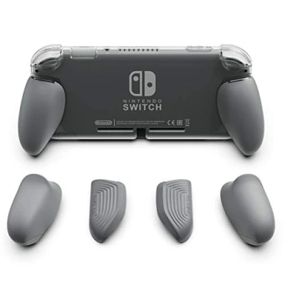 Abbildung von Skull &amp; Co. GripCase Lite: Eine Bequeme Schutzhülle mit austauschbaren Griffen [passend für alle Handgrößen] Nintendo Switch Lite [Keine Tragetasche] Grau