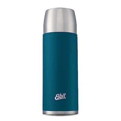 Abbildung von Esbit Edelstahl Isolierflasche Classic 1000 ml in Blau für warme und kalte Getränke Thermoflasche mit 2 Bechern