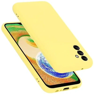 Abbildung von Cadorabo Hülle kompatibel mit Samsung Galaxy A04s Silikon Handyhülle für Case aus flüssigem stoßfeste dünne TPU Schutzhülle Liquid GELB