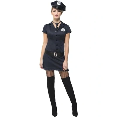 Abbildung von Metamorph Polizei Kostüm Police Officer Kostümkleid, Schwarzes Polizeikostüm mit kurzen Ärmeln