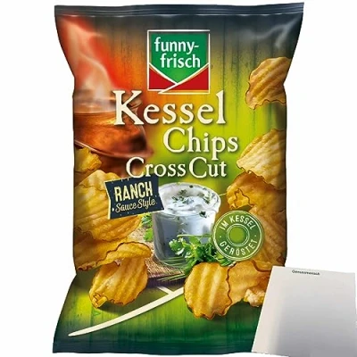 Abbildung von funny frisch Kesselchips Cross Cut Ranch Sauce Style Kartoffelchips (120g Packung) + usy Block