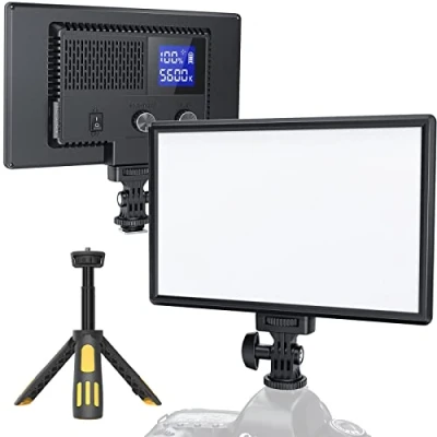 Abbildung von RALENO 116 LED Kamera Video Licht, 12W 600Lux Videoleuchte mit Mini Stativ und Eingebauter 4000mAh Akku CRI95+ 3200 5600K, USB Videolicht für YouTube TikTok Zoom Fotografie Konferenzen Live Streaming