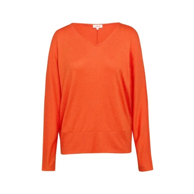Abbildung von s.Oliver Langarmshirt mit Fledermausärmeln und breitem Bund orange 38