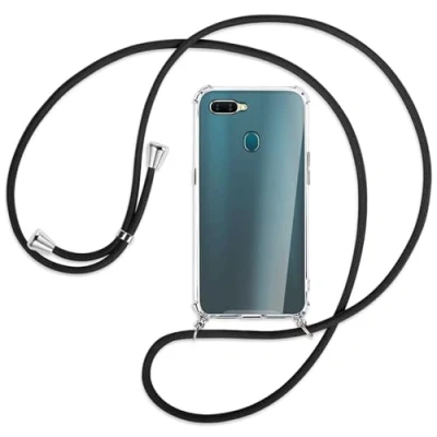 Abbildung von mtb more energy Handykette kompatibel mit Oppo A7, AX7 (6.2&#039;&#039;) schwarz Smartphone Hülle zum Umhängen Anti Shock Full TPU Case