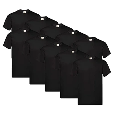Abbildung von Fruit of the Loom Original T Shirt, Farbe:10x Schwarz + 1 HL Kauf Notizblock, Größe:3XL