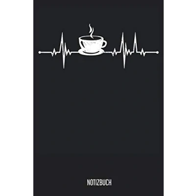 Abbildung von Notizbuch: Kaffee Herzschlag EKG Puls Notizbuch, 120 Seiten kariert, eckiger Buchrücken, 6x9, Coffee Notizheft, Schreibheft für Notizen
