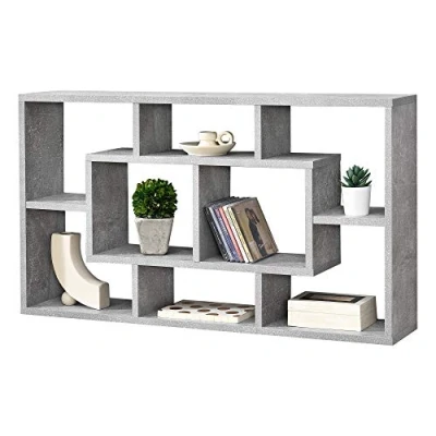Abbildung von en.casa Wandregal, Saputit Bücherregal 85x16x48cm mit 8 Ablagefächern Betonoptik