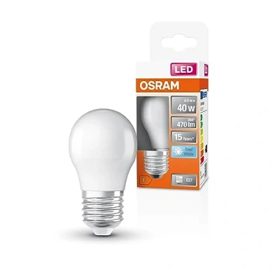 Abbildung von OSRAM LED Star Classic P40 Lampe für E27 Sockel, Tropfenform, matte Optik, 470 Lumen, kaltweiß (4000K), Ersatz herkömmliche 40W Glühbirnen, nicht dimmbar, 1er Pack