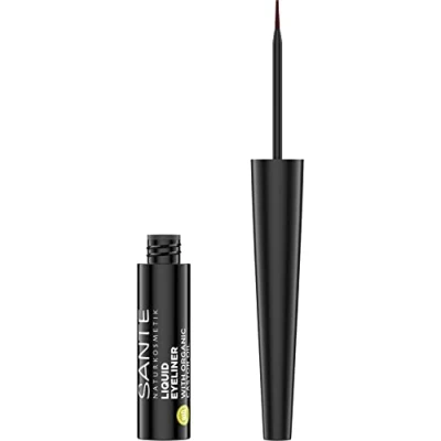 Abbildung von SANTE Naturkosmetik Liquid Eyeliner 02 Coffee, mit wertvollem Bio Rizinusöl, veganer Kajal präziser Spitze, langanhaltende Formel für einen ausdrucksstarken Blick, dunkelbraun, 3,5ml