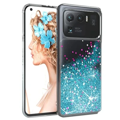 Abbildung von EAZY CASE Hülle kompatibel mit Xiaomi Mi 11 Ultra 5G Schutzhülle Flüssig Glitzer, Handyhülle, Schutzhülle, Back Cover Glitter Flüssigkeit, TPU/Silikon, Transparent/Durchsichtig, Blau