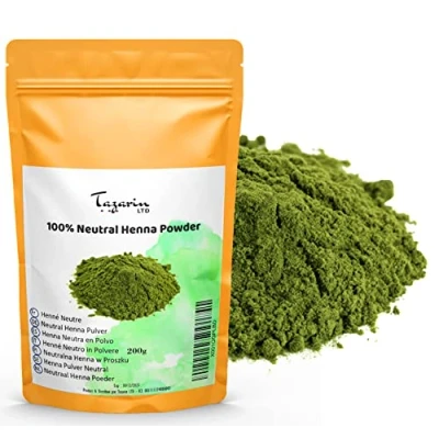 Abbildung von 200g Neutrales Henna Pulver Neutral für Haar Reinigend Regulierend Verleiht Volumen Stärkend Cassia Obovata Feines Pulver, 100% Natürlich, Rein und Ohne Zusatzstoffe Tazarin Ltd