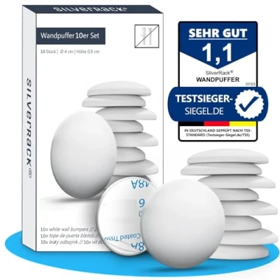 Abbildung von SilverRack® Türstopper Wand selbstklebend Weiß [10 Stück] Wandpuffer als perfekter Schutz für und Tür Türpuffer Wandschutz Türklinken gegen Türanschlag