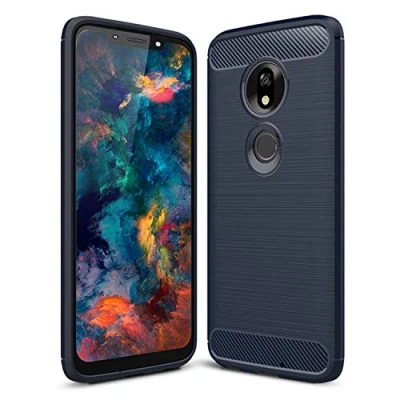 Abbildung von SCL Hülle Für Moto G7 Play Handyhülle Motorola Play, Carbon Faser Gebürstete Textur Design Schutzhülle mit Anti Kratzer und Stoß Absorbtion Technologie [Blau]