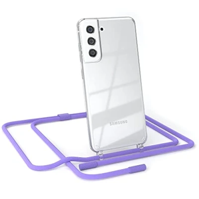 Abbildung von EAZY CASE kombinierbare Handyketten kompatibel mit Samsung Galaxy S21 FE 5G, Transparente Silikon Hülle Umhängeband, abnehmbar durch abschraubbare Endstücke, Hülle, Riemen, Lavendel Lila