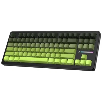 Abbildung von ATTACK SHARK M87PRO TKL Kabellose Mechanische Gaming Tastatur, BT5.0/2.4G/USB C Kabelgebundene Hot Swap RGB Tastatur Mit US Layout, Linearer Weißer Schalter Seitlichem Farbverlaufsdruck Matcha