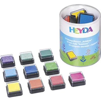 Abbildung von Heyda 204888470 Mini Stempelkissen Set (Rainbow) 3 x cm , 10 Farben sortiert