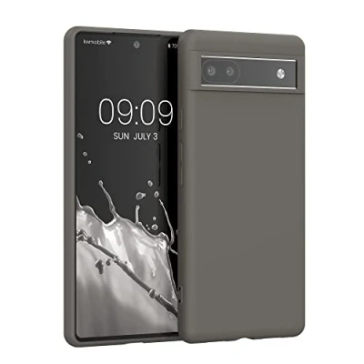 Abbildung von kwmobile Hülle kompatibel mit Google Pixel 6a weiches TPU Silikon Case Cover geeignet für kabelloses Laden Stone Dust