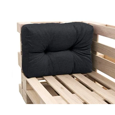 Abbildung von sunnypillow Palettenkissen Auflage Set für Europaletten Indoor und Outdoor Palettenpolster Palettensofa Kissen mit schöner Steppung viele Farben Größen zur Auswahl Seitenkissen 60 x 40, Schwarz