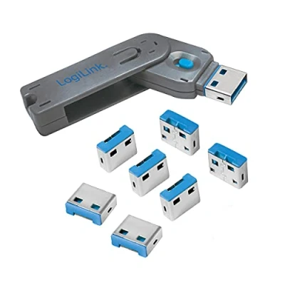 Abbildung von LogiLink AU0045 USB Port Blocker Schloss (1x Schlüssel und 8x Schlösser) grau