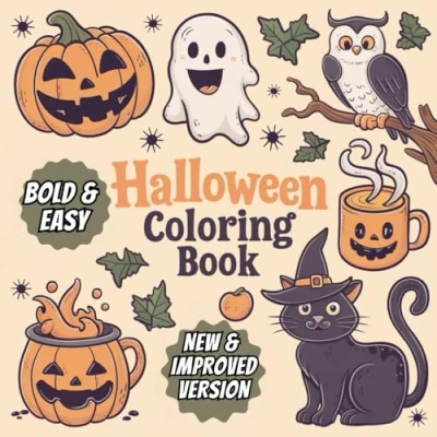 Abbildung von Halloween Coloring Book: Bold &amp; Easy Designs for Kids and Adults Featuring 40 Simple to Color Relax
