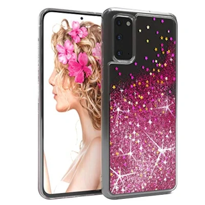 Abbildung von EAZY CASE Hülle kompatibel mit Samsung Galaxy S20 Schutzhülle Flüssig Glitzer, Handyhülle, Schutzhülle, Back Cover Glitter Flüssigkeit, TPU/Silikon, Transparent/Durchsichtig, Pink