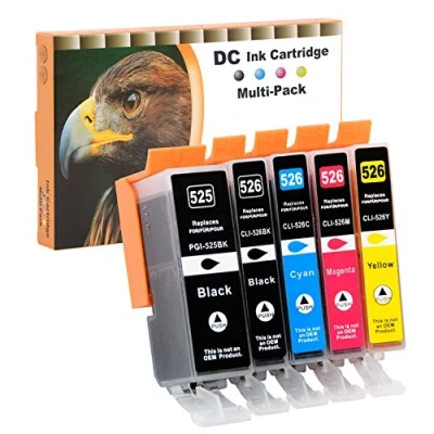 Abbildung von D&amp;C 5X Druckerpatronen Kompatibel für Canon PGI 525 CLI 526 Pixma IP4840 IP4850 IP4900 MG5140 MG5150 MG5240 MX710 MX715 MG6100 MG6150 MG6200 IP4950 IX6550 MG5250 MG5300 MG5340 MG5350 MG6250