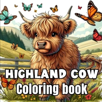 Abbildung von Highland Cow Coloring Book: 50 Beautiful Scottish Cows Pages for Adults and Kids