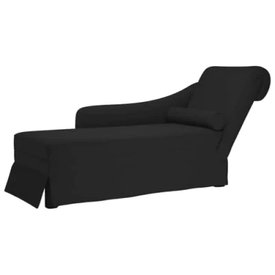 Abbildung von vidaXL Chaiselongue mit Nackenrolle und Rechter Armlehne Schwarz Samt, Recamiere, Loungesessel, Lounge Sofa, Lounge, Loungesofa, Wohnzimmersofa